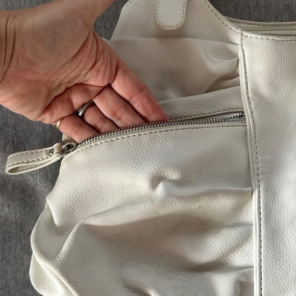 Apt 9 Y2K White Handbag Shoulder Bag Zippers 3 Compartments Slouchy Hobo - Picture 5 of 9